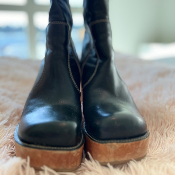 Vintage Steve Madden Platform Boots Wood Heel Size 9 - Picture 5 of 8